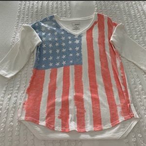 Sonoma Americana White 3/4 Sleeve Cotton
Top/Baseball T-shirt—Size: Small